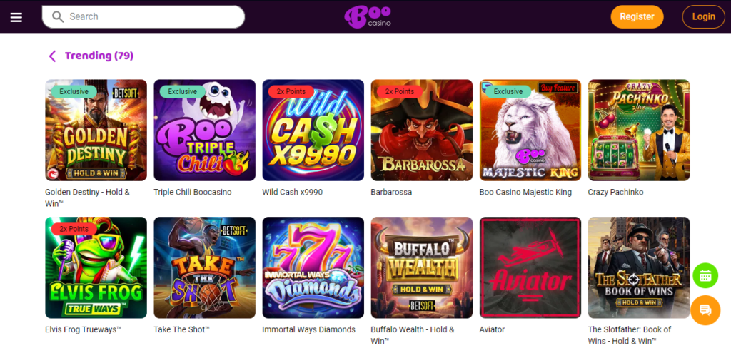 Boo Casino Popular Games